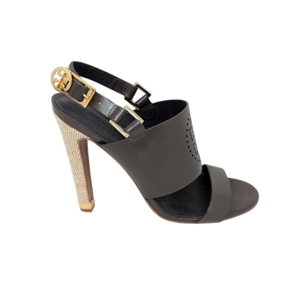 Tory Burch Gabriela Leather Slingback Heels Perforated Logo 8